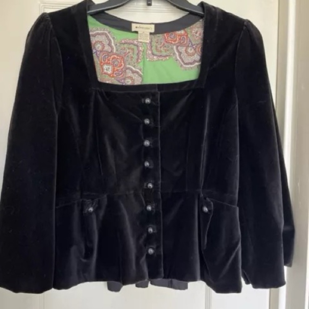 Anthropologie Black Velvet Jacket - Sz 8
